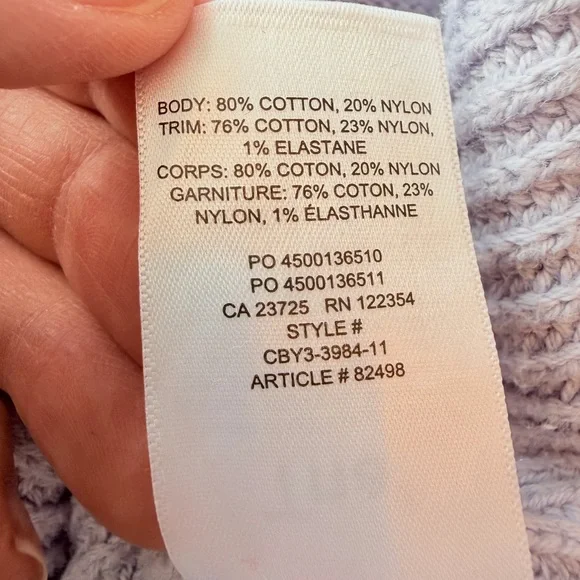 Aritzia TNA Light Lavender V-Neck Textured Knit Sweater 80% cotton - Picture 4 of 4